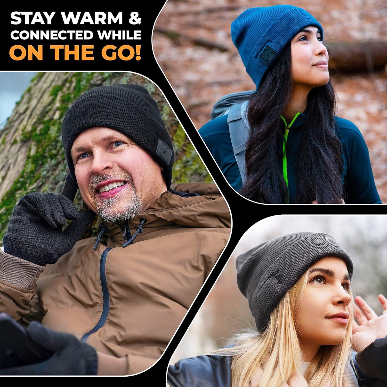 imageFoxelli Bluetooth Beanie Hat 15Hour Battery Builtin Mic Fully Washable Perfect Tech Gift for Men ampamp WomenGrey