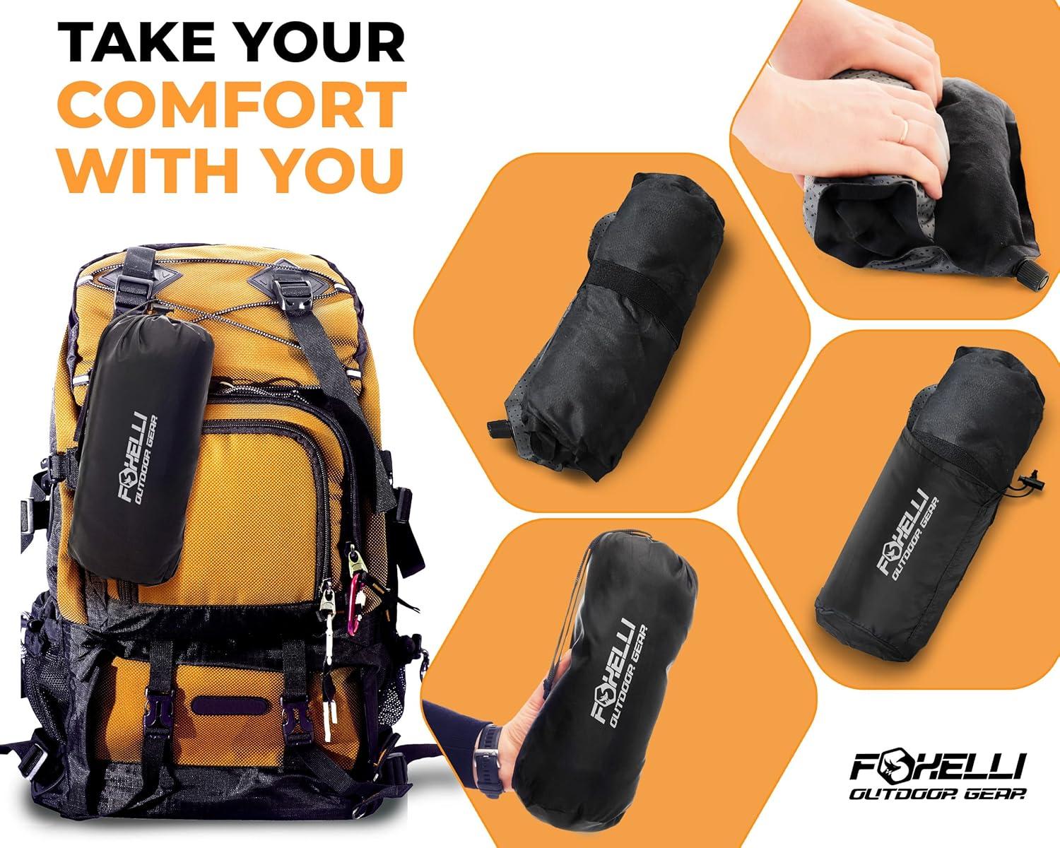 imageFoxelli Camping Pillow Inflatable Compact ampamp Portable Compressible Foam Camp Pillow for Travel Backpacking Camping and Hammocks