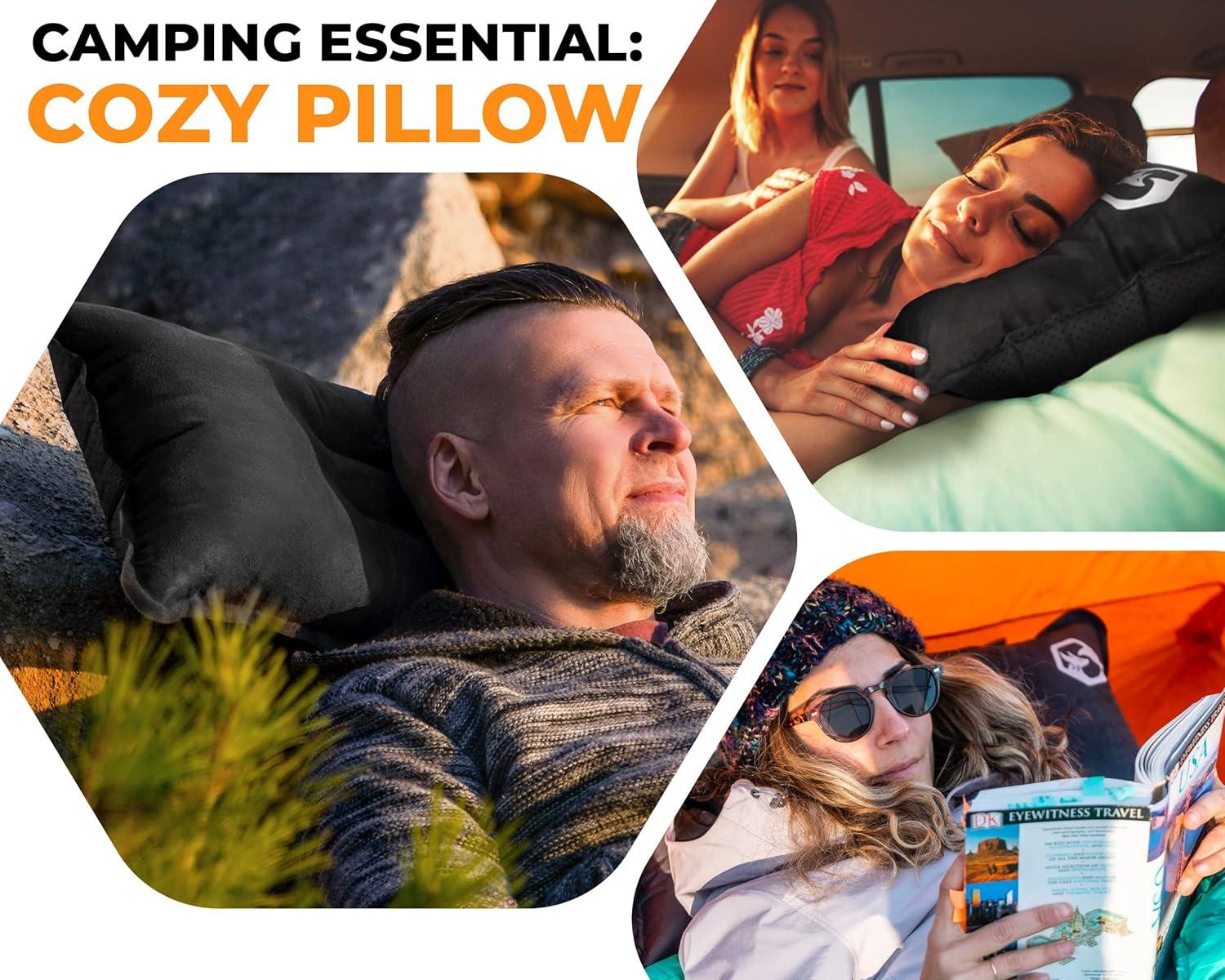 imageFoxelli Camping Pillow Inflatable Compact ampamp Portable Compressible Foam Camp Pillow for Travel Backpacking Camping and Hammocks