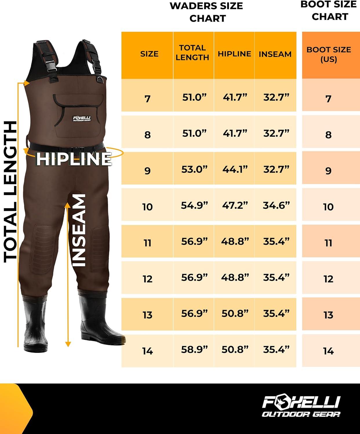 imageFoxelli Chest Waders Waterproof 4mm Neoprene Hunting ampamp Fishing Waders for Men ampamp Women with BootsBrown