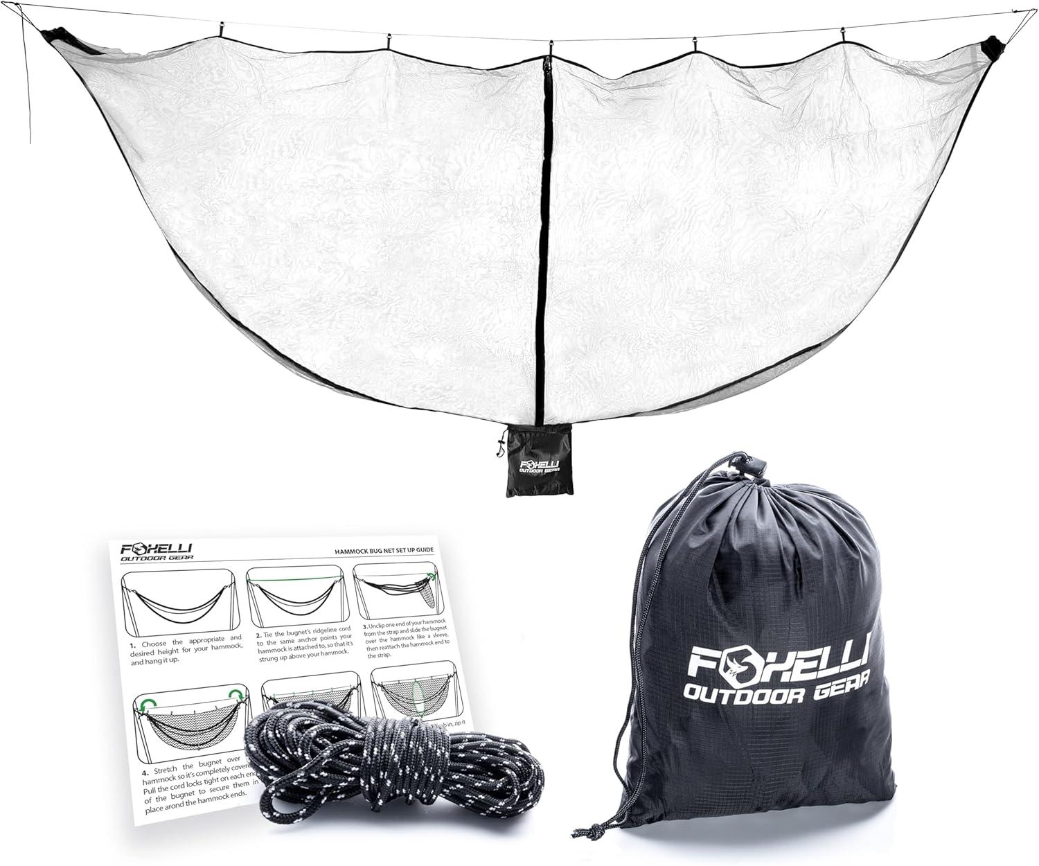 imageFoxelli Hammock Net ampamp Rain Fly Bundle 12ft Lightweight Net ampamp Waterproof Tarp