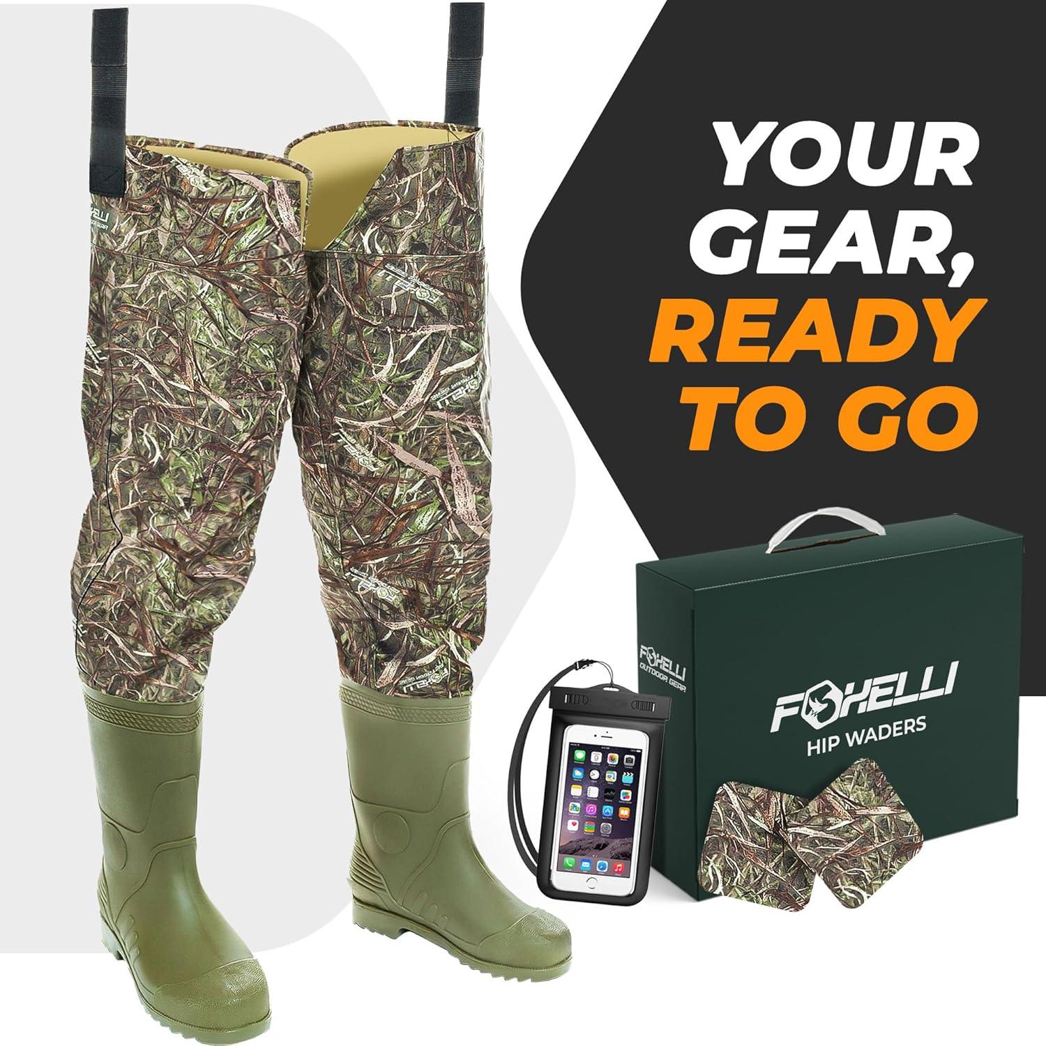 imageFoxelli Hip Waders Waterproof Camo Waders for Men ampamp Women with Boots Lightweight Wading Hip Boots for Fishing ampamp Hunting
