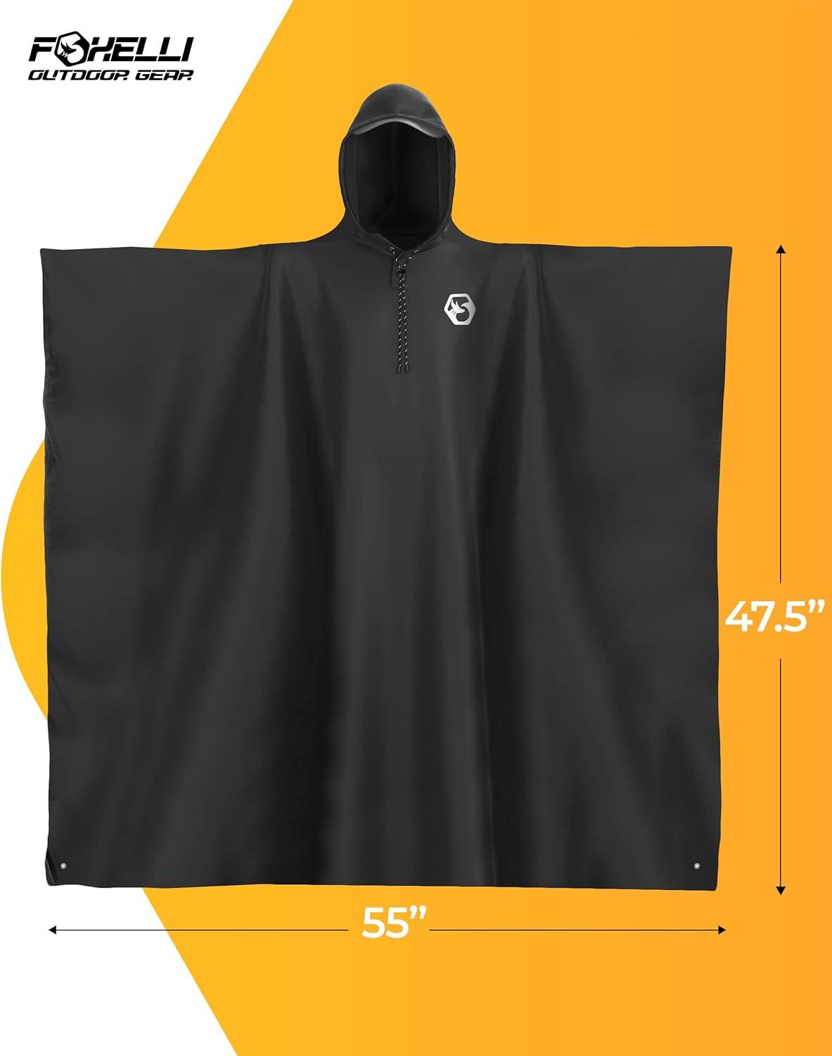 imageFoxelli Rain Poncho Bundle Blue ampamp Black Ponchos for Adults