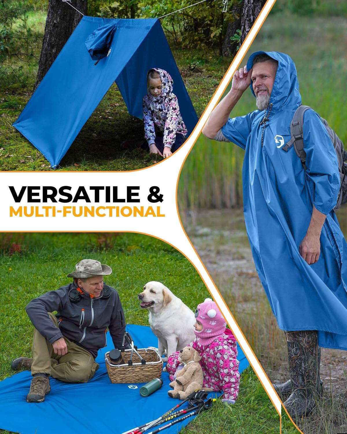 imageFoxelli Rain Poncho Bundle Blue ampamp Black Ponchos for Adults