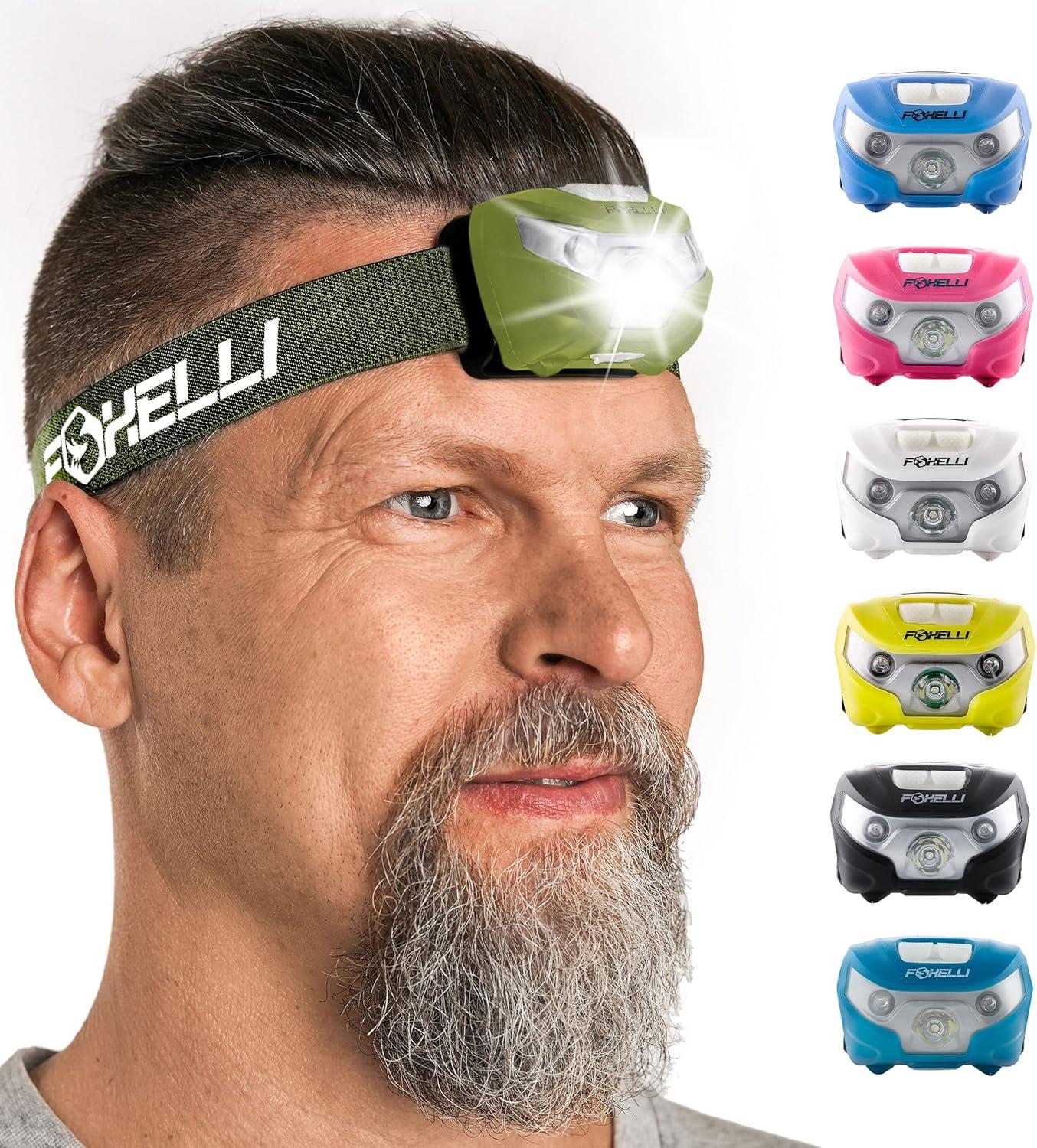 imageFoxelli USBC Rechargeable LED Headlamp Super Bright Lightweight Head Lamp for Running Camping Hiking ampamp Work Comfortable Fit for Adults ampamp KidsKhaki