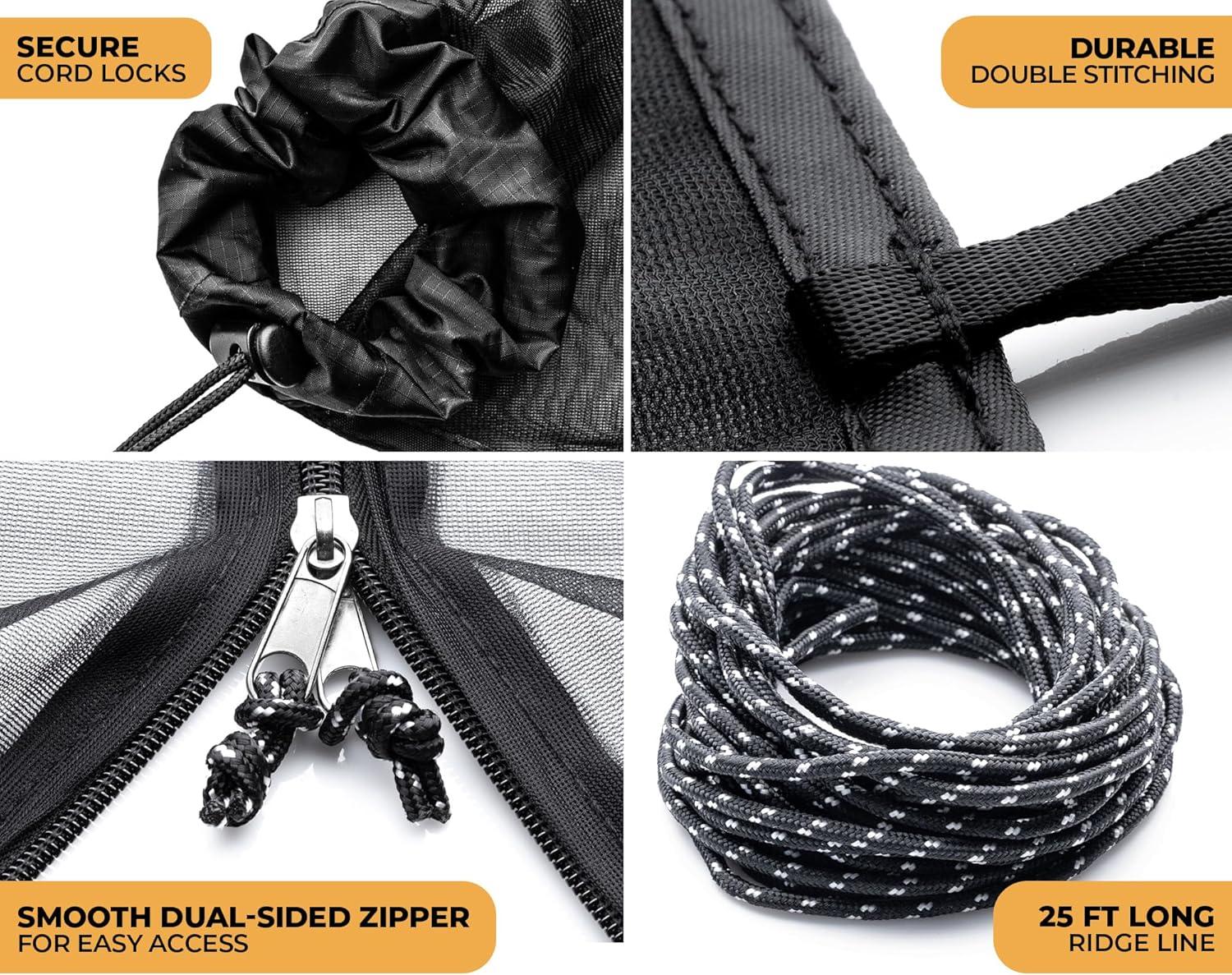 imageFoxelli XL Hammock Net 12ft Net for Hammocks Lightweight Portable Hammock Netting Fast and Easy Set Up Fits All Camping Hammocks