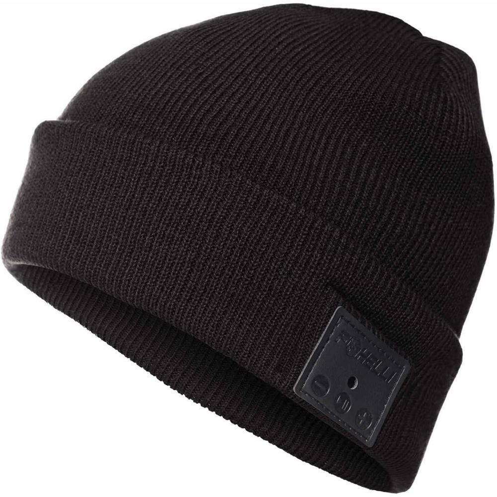 imageFoxelli Bluetooth Beanie Hat  15Hour Battery Builtin Mic Fully Washable Perfect Tech Gift for Men ampamp WomenBlack