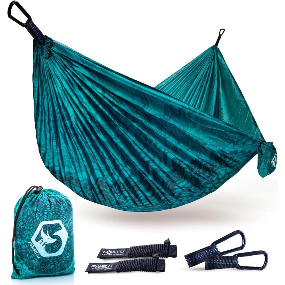 imageFoxelli Camping Hammock  Ultralight Hammock for Backpacking Hiking Festivals Travel  Easy Setup with TreeFriendly Ropes ampamp Steel Carabiners Heavy Duty Parachute NylonMandala