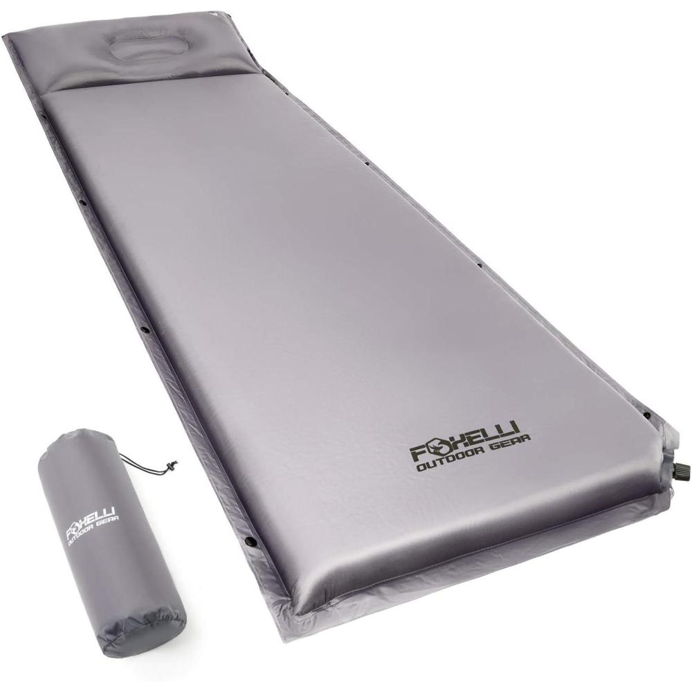 imageFoxelli Sleeping Pad for Camping  Self Inflating Ultra Thick 275quot Insulated Foam Sleeping Mat with Pillow Inflatable Camp Mattress for Hiking Backpacking Travel