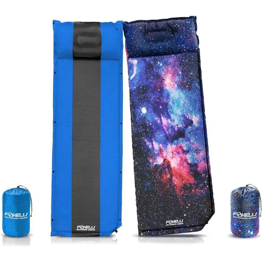 imageFoxelli TwoPack Bundle Insulated Self Inflating Sleeping Pads for Camping Backpacking ampamp Hiking