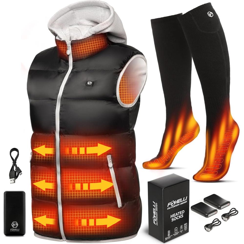 imageFoxelli Womens Heated Vest ampamp Heated Socks Bundle  Ultimate Warmth for Cold Weather ampamp Outdoors