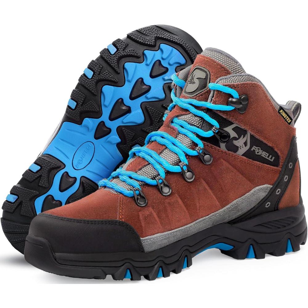 imageFoxelli Womens Hiking Boots  Waterproof Lightweight ampamp Breathable Suede LeatherBrown