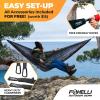 Foxelli Camping Hammock – Ultralight Hammock for Backpacking, Hiking, Festivals, Travel – Easy Setup with Tree-Friendly Ropes & Steel Carabiners, Heavy Duty Parachute Nylon(Tribal Grey)