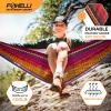 Foxelli Camping Hammock – Ultralight Hammock for Backpacking, Hiking, Festivals, Travel – Easy Setup with Tree-Friendly Ropes & Steel Carabiners, Heavy Duty Parachute Nylon(Indian_summer)