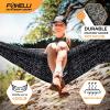 Foxelli Camping Hammock – Ultralight Hammock for Backpacking, Hiking, Festivals, Travel – Easy Setup with Tree-Friendly Ropes & Steel Carabiners, Heavy Duty Parachute Nylon(Tribal Grey)