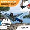 Foxelli Camping Hammock – Ultralight Hammock for Backpacking, Hiking, Festivals, Travel – Easy Setup with Tree-Friendly Ropes & Steel Carabiners, Heavy Duty Parachute Nylon(Adventures Green)