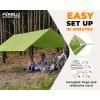 Foxelli Camping Tarp – 12x10ft Waterproof Rain Tarp, Lightweight Backpacking Rainfly Shelter with Included Extra Long Guy Lines & Stakes(Green)