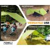 Foxelli Camping Tarp – 12x10ft Waterproof Rain Tarp, Lightweight Backpacking Rainfly Shelter with Included Extra Long Guy Lines & Stakes(Green)