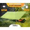 Foxelli Camping Tarp – 12x10ft Waterproof Rain Tarp, Lightweight Backpacking Rainfly Shelter with Included Extra Long Guy Lines & Stakes(Green)