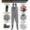 Foxelli Chest Waders – 2-ply Nylon/PVC Waterproof Lightweight Fishing Waders for Men & Women with Boots(Grey)