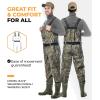 Foxelli Chest Waders – Waterproof 2-ply Nylon/PVC Camo Hunting Fishing Waders for Men and Women with Boots(Camo)