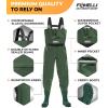 Foxelli Chest Waders – Waterproof 2-ply Nylon/PVC Camo Hunting Fishing Waders for Men and Women with Boots(Green)