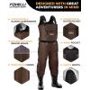 Foxelli Chest Waders, Waterproof 4mm Neoprene Hunting & Fishing Waders for Men & Women with Boots(Brown)