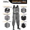 Foxelli Chest Waders, Waterproof 4mm Neoprene Hunting & Fishing Waders for Men & Women with Boots(Grey)