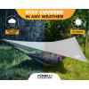 Foxelli Hammock Rain Fly – Waterproof Lightweight Tent & Hammock Rain Tarp for Camping, Backpacking w/Easy Setup Including Extra Long Guy Lines & Stakes(Gray)