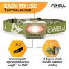 Foxelli LED Headlamp Flashlight for Adults & Kids, Running, Camping, Hiking Head Lamp with White & Red Light, Comfortable Headband, Lightweight & Waterproof, 3 AAA Batteries(Khaki)