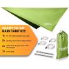 Foxelli Rain Fly Bundle – Green & Grey Waterproof Rain Tarps for Camping
