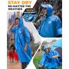 Foxelli Rain Poncho Bundle – Blue & Black Ponchos for Adults