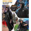 Foxelli Rain Poncho for Adults – Extra Long Reusable Waterproof Raincoat with Hood, Lightweight for Hiking, Camping, Outdoors(2-pack Black)