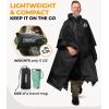 Foxelli Rain Poncho for Adults – Extra Long Reusable Waterproof Raincoat with Hood, Lightweight for Hiking, Camping, Outdoors(Black)