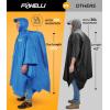 Foxelli Rain Poncho for Adults – Extra Long Reusable Waterproof Raincoat with Hood, Lightweight for Hiking, Camping, Outdoors(Blue)