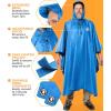 Foxelli Rain Poncho for Adults – Extra Long Reusable Waterproof Raincoat with Hood, Lightweight for Hiking, Camping, Outdoors(Blue)