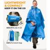 Foxelli Rain Poncho for Adults – Extra Long Reusable Waterproof Raincoat with Hood, Lightweight for Hiking, Camping, Outdoors(Blue)