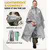 Foxelli Rain Poncho for Adults – Extra Long Reusable Waterproof Raincoat with Hood, Lightweight for Hiking, Camping, Outdoors(Grey)