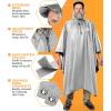 Foxelli Rain Poncho for Adults – Extra Long Reusable Waterproof Raincoat with Hood, Lightweight for Hiking, Camping, Outdoors(Grey)