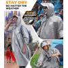 Foxelli Rain Poncho for Adults – Extra Long Reusable Waterproof Raincoat with Hood, Lightweight for Hiking, Camping, Outdoors(Grey)