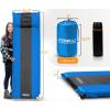 Foxelli Self Inflating Sleeping Pad for Camping, Backpacking, Hiking, Insulated Foam Lightweight Camping Mat, Inflatable Camp Mattress with Pillow(Blue-grey)