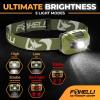 Foxelli USB‑C Rechargeable LED Headlamp – Ultra‑Light 2.4 oz & Bright 180 Lumens – Red/White Light, 5 Modes, IPX5 Waterproof, 40 h Runtime for Trail Running, Camping, Hiking(Khaki)
