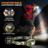 Foxelli USB‑C Rechargeable LED Headlamp – Ultra‑Light 2.4 oz & Bright 180 Lumens – Red/White Light, 5 Modes, IPX5 Waterproof, 40 h Runtime for Trail Running, Camping, Hiking(Khaki)