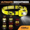 Foxelli USB‑C Rechargeable LED Headlamp – Ultra‑Light 2.4 oz & Bright 180 Lumens – Red/White Light, 5 Modes, IPX5 Waterproof, 40 h Runtime for Trail Running, Camping, Hiking(Neon Yellow)