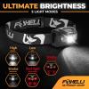 Foxelli USB‑C Rechargeable LED Headlamp – Ultra‑Light 2.4 oz & Bright 180 Lumens – Red/White Light, 5 Modes, IPX5 Waterproof, 40 h Runtime for Trail Running, Camping, Hiking(2-Pack Black)