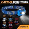 Foxelli USB‑C Rechargeable LED Headlamp – Ultra‑Light 2.4 oz & Bright 180 Lumens – Red/White Light, 5 Modes, IPX5 Waterproof, 40 h Runtime for Trail Running, Camping, Hiking(Blue)