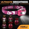 Foxelli USB‑C Rechargeable LED Headlamp – Ultra‑Light 2.4 oz & Bright 180 Lumens – Red/White Light, 5 Modes, IPX5 Waterproof, 40 h Runtime for Trail Running, Camping, Hiking(Neon Pink)