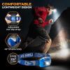Foxelli USB‑C Rechargeable LED Headlamp – Ultra‑Light 2.4 oz & Bright 180 Lumens – Red/White Light, 5 Modes, IPX5 Waterproof, 40 h Runtime for Trail Running, Camping, Hiking(Blue)