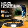 Foxelli Ultra Bright Rechargeable Headlamp – 18650 Battery, IPX7 Waterproof, 1200 Lumen LED Light for Work & Outdoors, with Battery & Hooks – Perfect for Hard Hat or Helmet