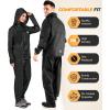 Foxelli Waterproof Rain Suit – Durable Breathable Lightweight Rainwear for Men & Women Perfect for Motorcycle Golf Fishing(Black)